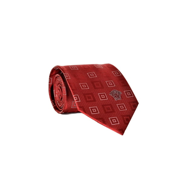 Versace Mens Geometrical Square Patterned Silk Necktie